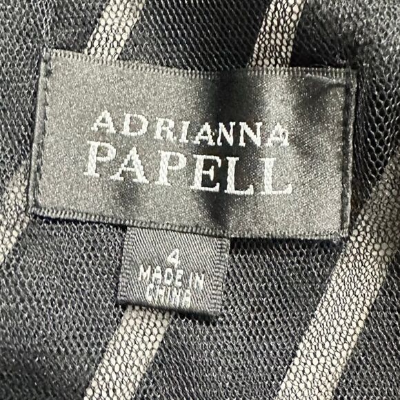 Adrianna Papell Cocktail Dress Women's 4 Black Tiered V-Neck Cap Sleeve - Picture 6 of 8